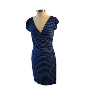 Ann Taylor Faux Wrap Dress Striped Sz Medium